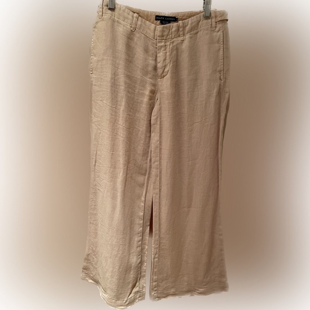 Ralph Lauren cream linen classic trousers